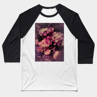 PINK ROSES VINTAGE BOUQUET PEONIES HYDRANGEAS Baseball T-Shirt